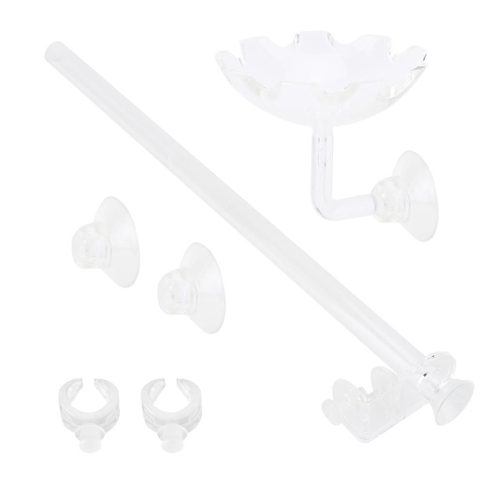 Acrylic Fish Tank Shrimp Feeder Tube with Holder Clip Feeding Bowl Set Aquarium Accessory(20cm)