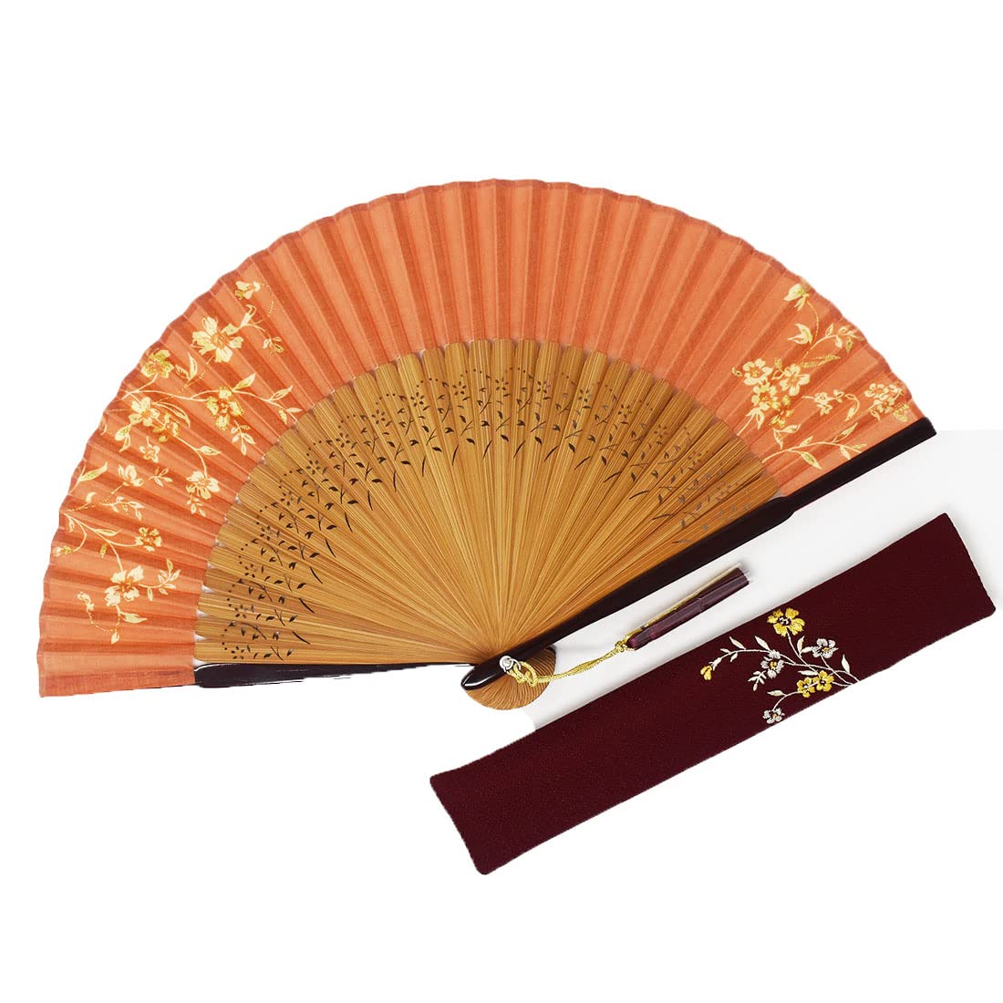 

Kimono Sara Fan Bag with Paulownia Coral [Stylish Iroha] Set, Calico, Medium-dyed Bone, Box, (Coral) кораловий