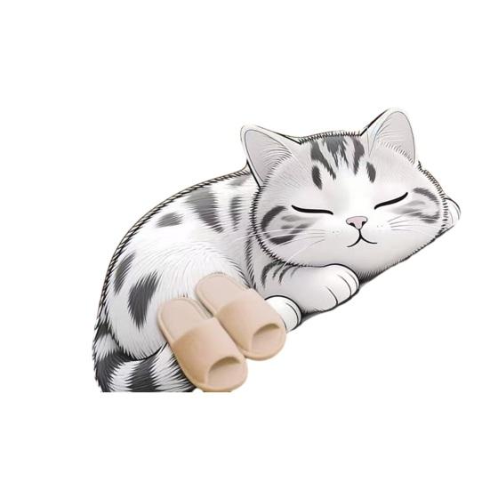 Floor Mat 3D Cartoon Cat Pattern Rug Non-Slip Backing Easy Maintenance Living Room Rug Multipurpose Home Decor