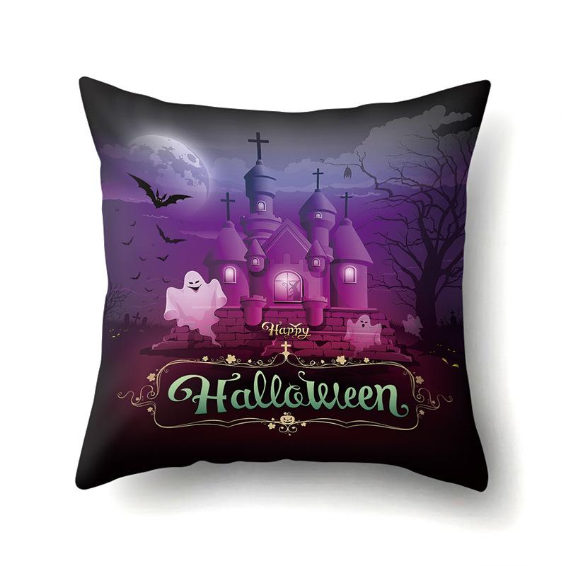 Halloween Polyester Pillow Case Car Waist Pillow Pumpkin Sofa Cushion Cover Office Living Room Pillow Case