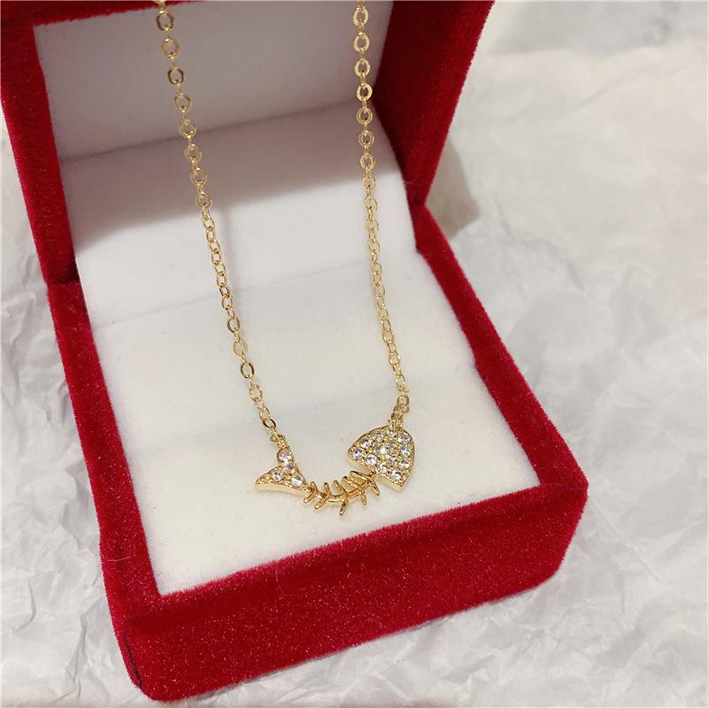 

New cold wind Dongdaemun fishbone necklace female, Korean temperament versatile collarbone chain Internet celebrity personality jewelry