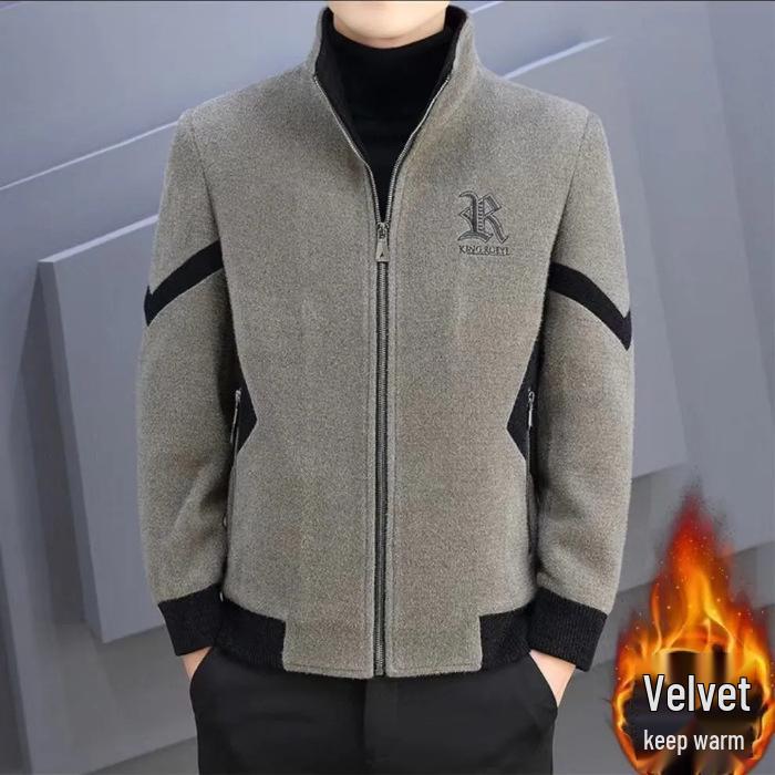 Men's Stylish Wool Jacket - Trendy Korean Winter Coat with High-End Feel, Warm & Thick for Casual Wear