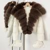 OFTBUY New Winter Top Clothes Women Short Hooded Big Real Fox Fur Down Coat Female Natural Fur Fluffy Puffer Jacket with Gloves