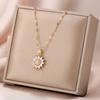 Shiny Sunflower Pendant Necklace for Women Girls Gifts Stainless Steel Jewelry Accessories