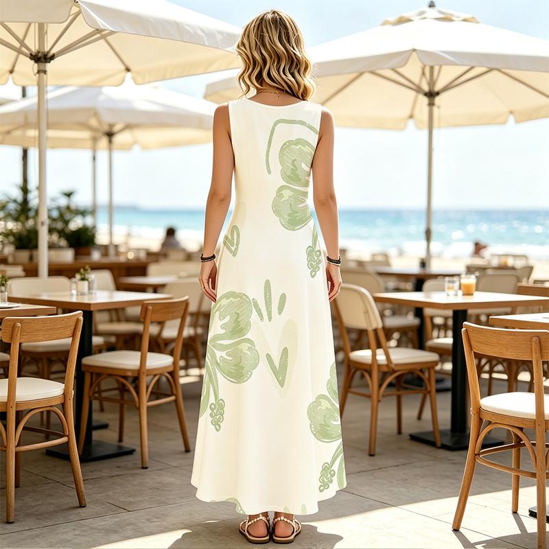 Sleeveless Maxi Dress,Summer Lightweight Minimalist Dress,Breathable Casual Wear for Daily,Outdoor Walk & Date,Versatile Fit All Body Types
