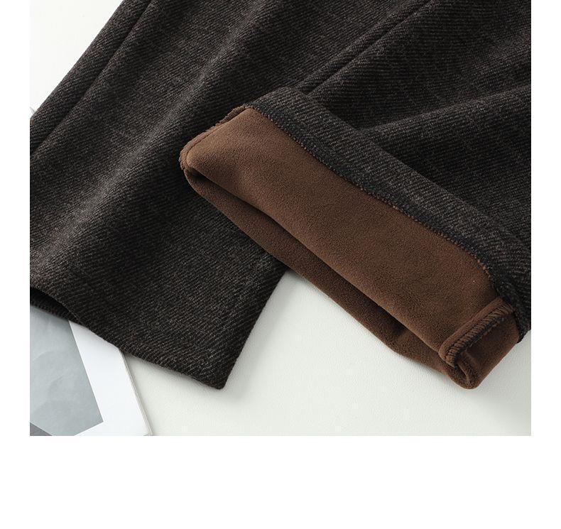 Autumn/Winter 2025 High-Waist Loose Pants for Seniors - Thick Casual Straight-Leg with Pockets