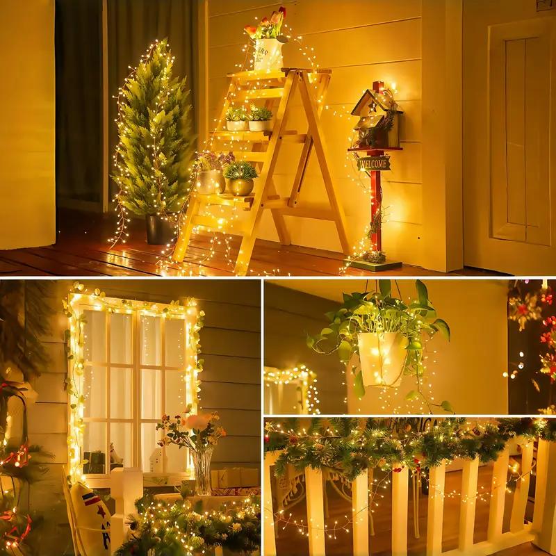 Solar Powered 8 Functions Firecracker String Light Outdoor Waterproof Garland Fairy Light for Wedding Christmas Holiday Decor