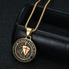 New Vintage Jewelry, Titanium Steel Gold-plated Epoxy Western Medieval Templar Pendant Necklace