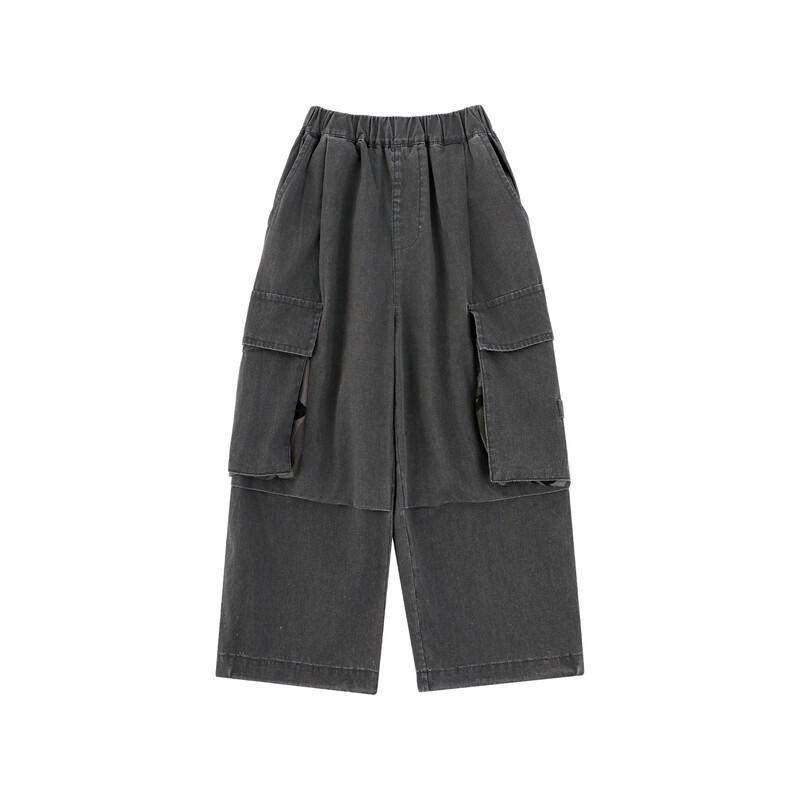 

Boys Trendy Fake Two-Piece Ribbed T-Shirt & Cargo Pants Set 160 cm