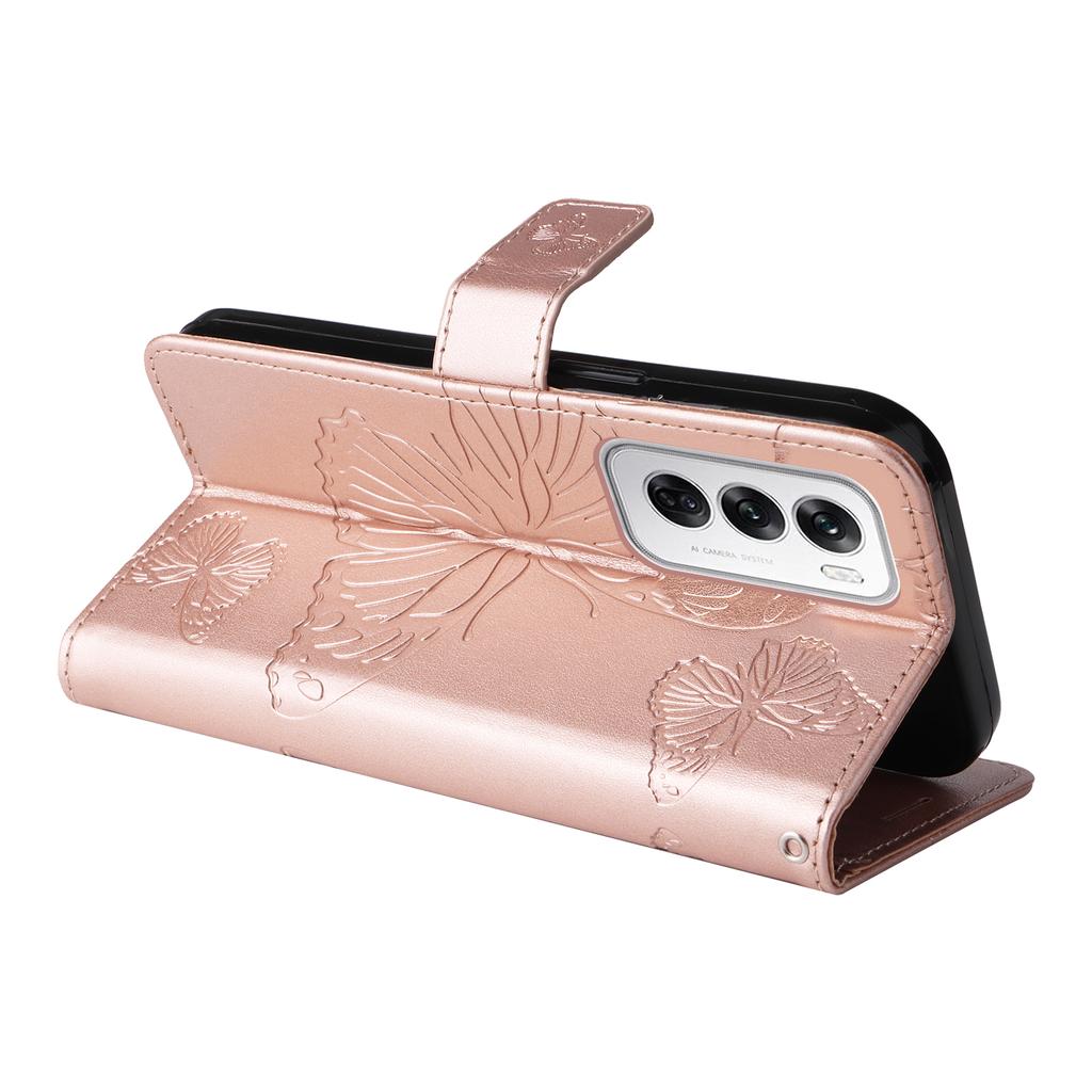 For Oppo Reno12 5G (Global) Wallet Case Floral Butterfly Imprinted Leather Phone Cover Stand