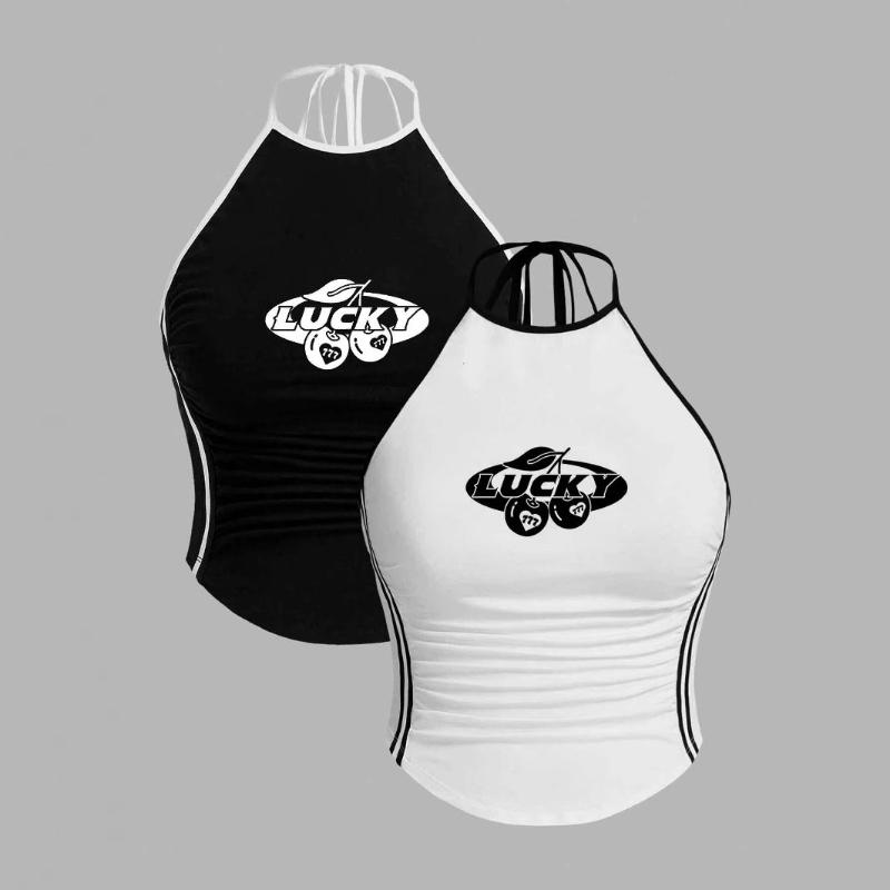 European and American Summer Simple Y2K Sexy Hanging Neck Strap Small Tank Top