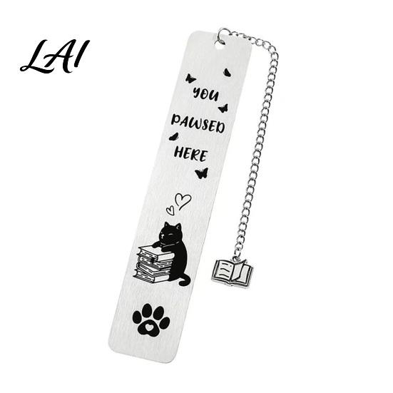 Gift for Book Lovers Cute Cat Bookmark Funny Metal Page Marker with Creative Durable Bookmark Quotes Stainless Steel Readers Lover Rust Proof