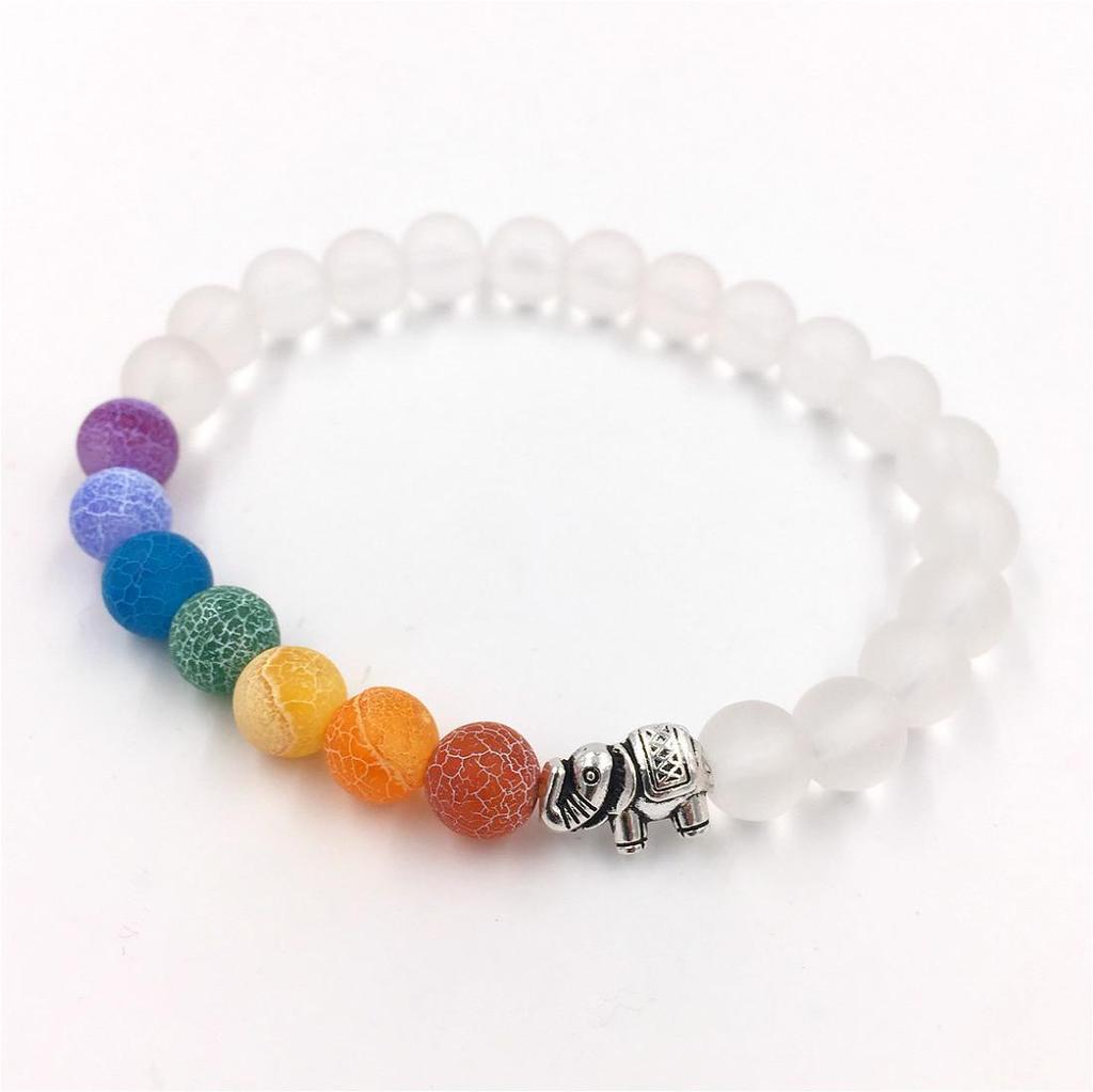 Colorful Agate & Lava Stone Buddhist Prayer Beads Bracelet, 8mm Natural Energy Stones