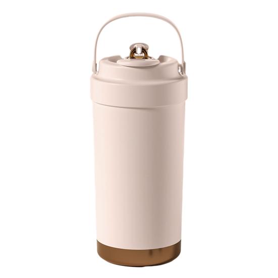 Stainless Steel Coffee Mug Double Wall Insulated Mug 500ml Large Capacity Ceramic Vacuum Flasks Reusable Home Drinkware with Straw