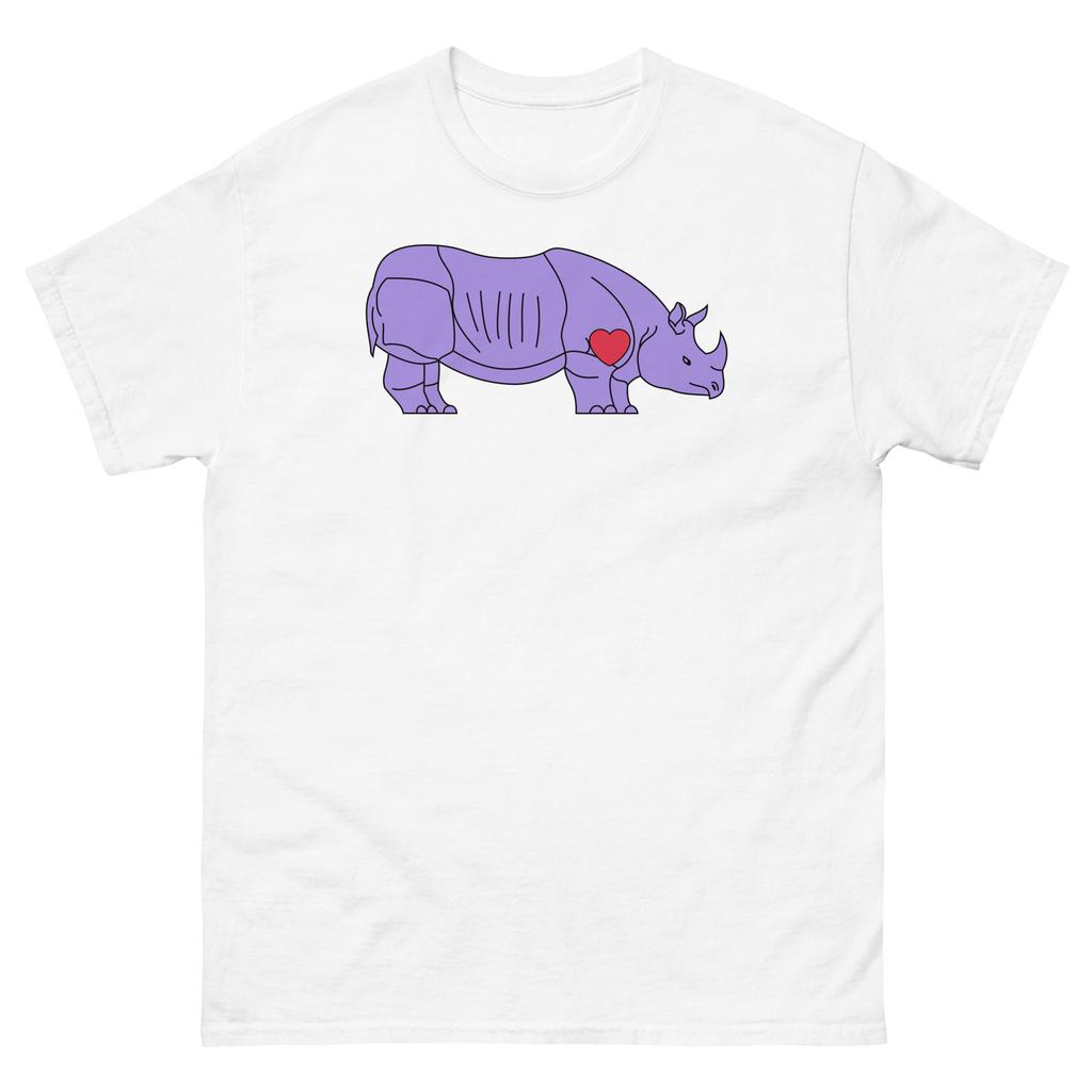 Lavender Rhinoceros Unisex T-Shirt Mens Womens Tees Top LGBTQ+ Boston