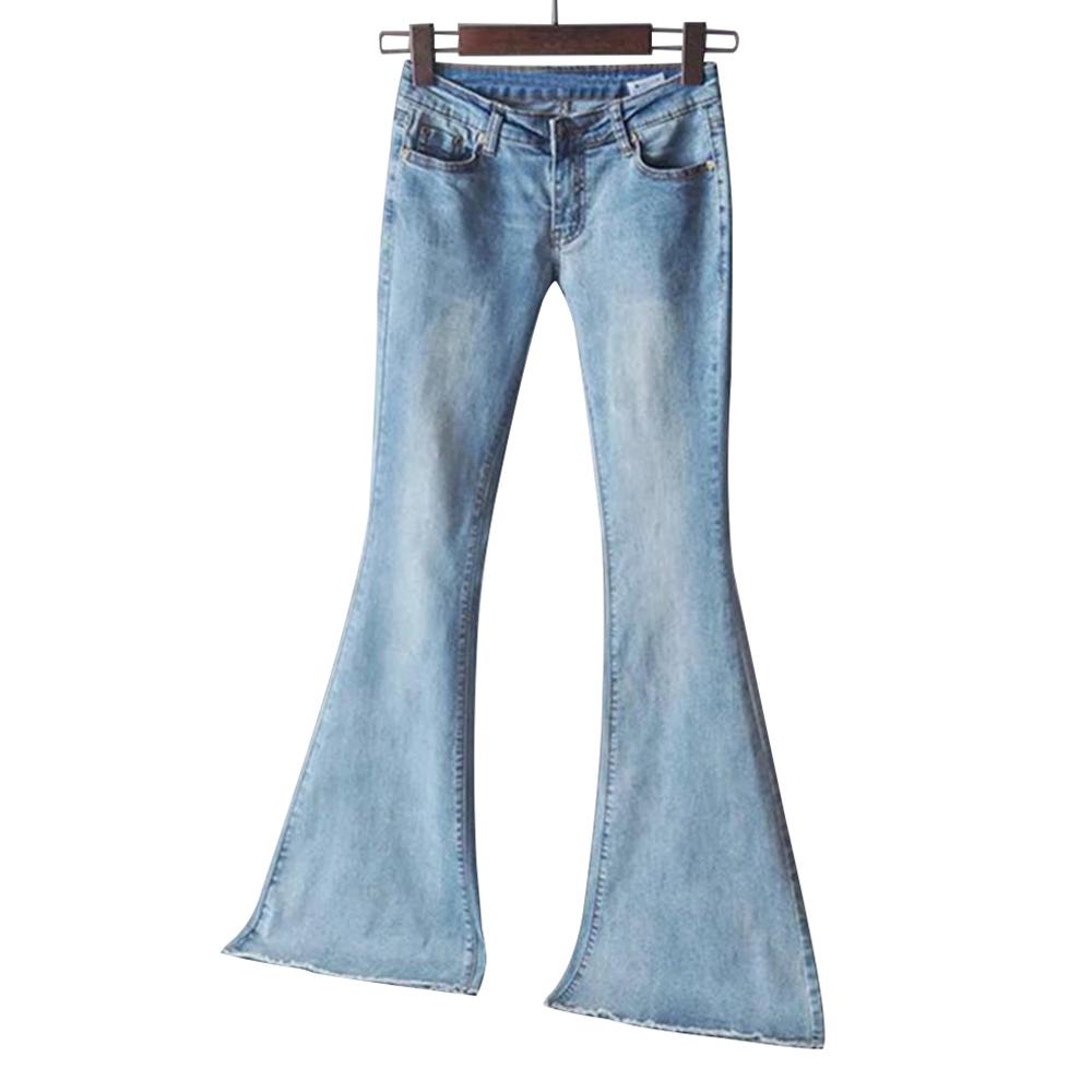 Buy Pants Spring Women Blue Mid Waist 