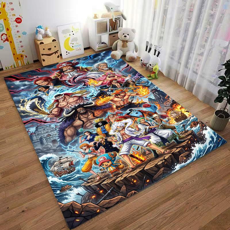 Anime Pirate Characters Carpet with Colorful Battle Scene Design Suitable for Use As an Anti-slip for Living Room Bedroom Sofas