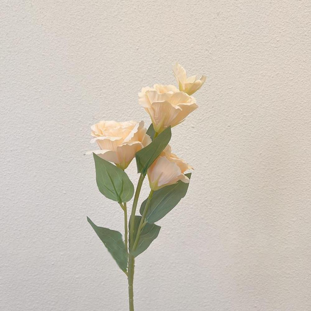 

Large Size Artificial Lisianthus Flowers Silk Material Simulation Design Artificial Eustoma Grandiflorum Roses with Leaves