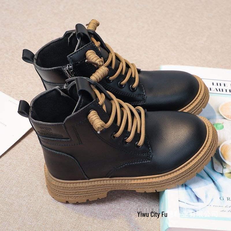 Stilvolle Kinder-Stiefel bis zur Wade aus Leder - Herbst/Winter Kollektion 2025 für Jungen und Mädchen, Warmes und Trendiges Ritter-Design.