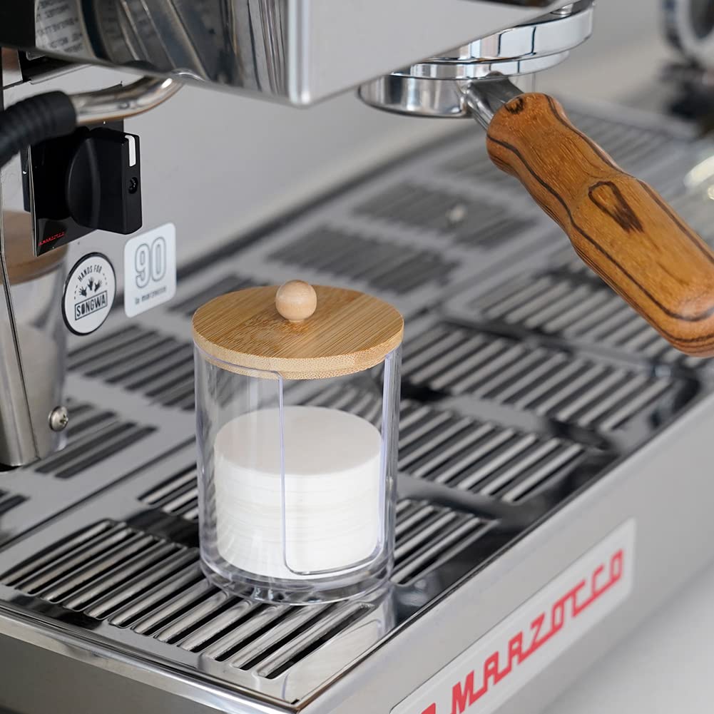 Watchget Coffee Filter Coffee Round Paper Filter Coffee Filter Fits Round Coffee Filter with Transparent Holder, Stand, Storage, 51mm/53mm/58mm Paper,