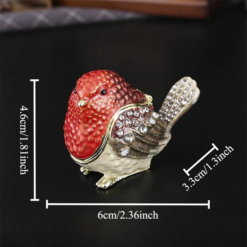 

Sparrow Jewelry Box Flip Cover Dust-proof Ring Earring Storage Box Enamel Metal Handicraft Ornaments білий