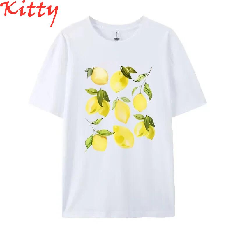 Cute Lemon Fruit Unisexs Tshirt Short Sleeve Botanical Tshirt Vintage Cottagecore Unisexs Clothing Top Retro Aesthetic Tshirts