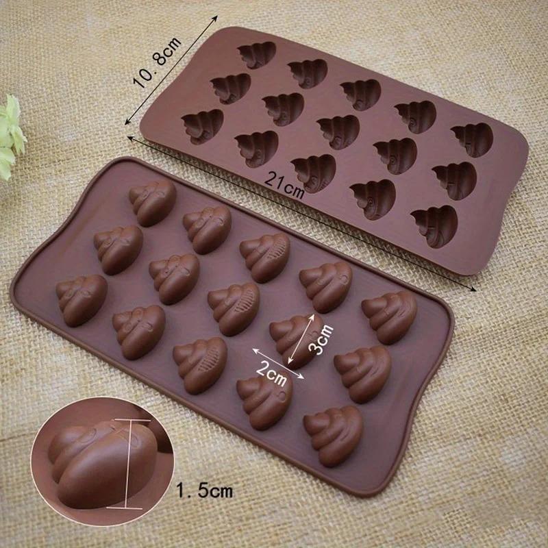 15 Lattices Creative Handmade Shit Faeces Shape Food Grade Silicone Cake Mold Chocolate Candy Silicone Mold DIY Baking Tools