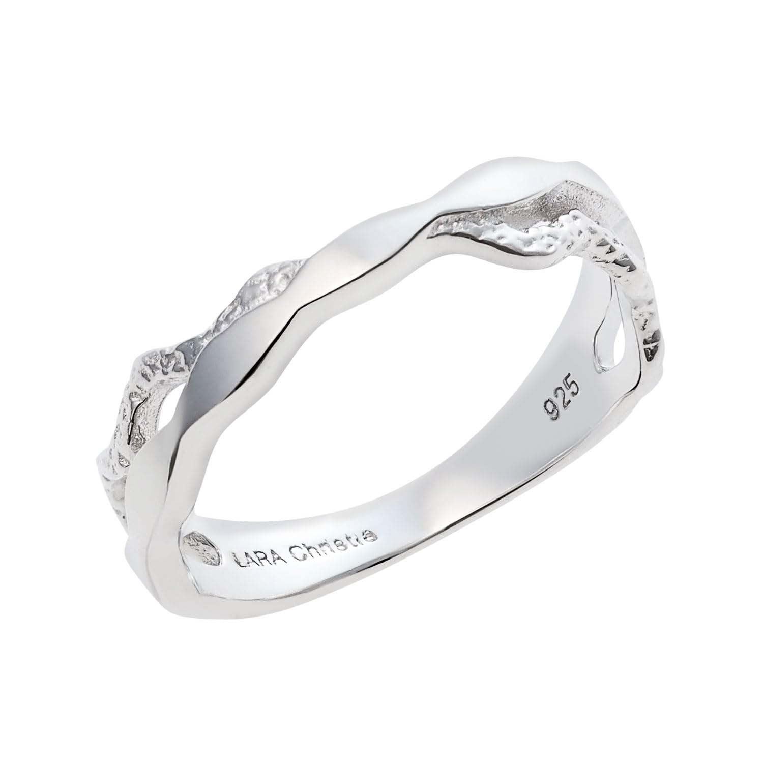 

Lala Christie Women s Pinky Ring, Silver 925, Wave Design, Size 9