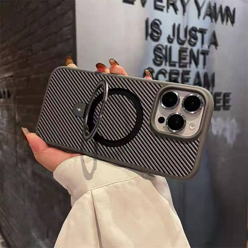 

Кевларовый чехол для телефона IPhone16promax с текстурой углеродного волокна, невидимая магнитная подставка, подходит для Apple 15 iPhone11