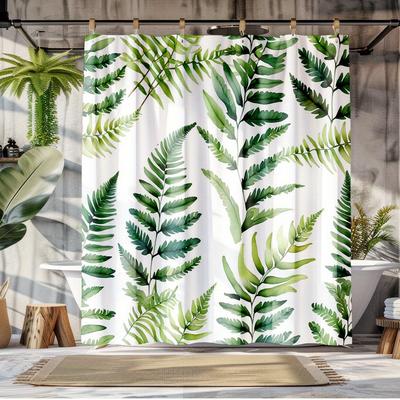 1pz Tenda Doccia Foglia Verde Tessuto in Poliestere di Alta Qualità Stile Country Vintage Impermeabile Decorazione Bagno Facile da Lavare
