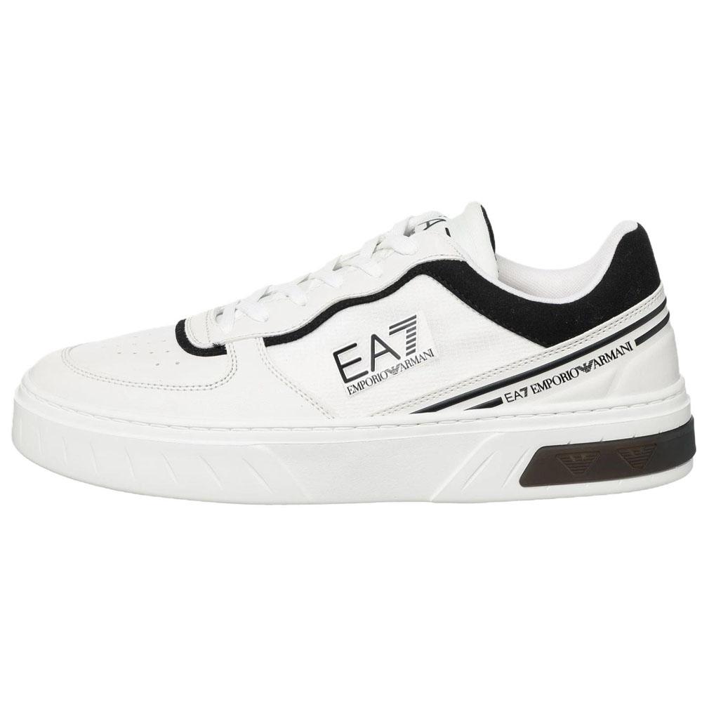 Emporio Armani Fabric PU Logo Print Thick Sole Lace-Up Low-Top Casual Shoes Unisex Sneakers White X8X173XK374U026