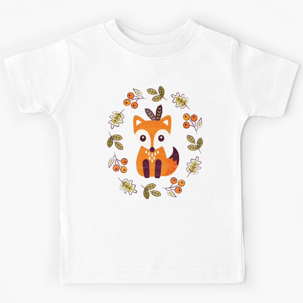 Little Red Fox with Autumn Berries Kids T-Shirt 160