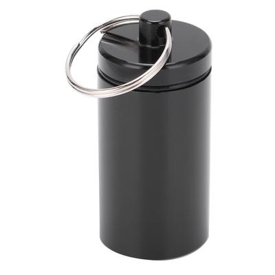 Aluminum Alloy Medicine Container Keychain Pill Holder for Outdoor Camping Hiking Black
