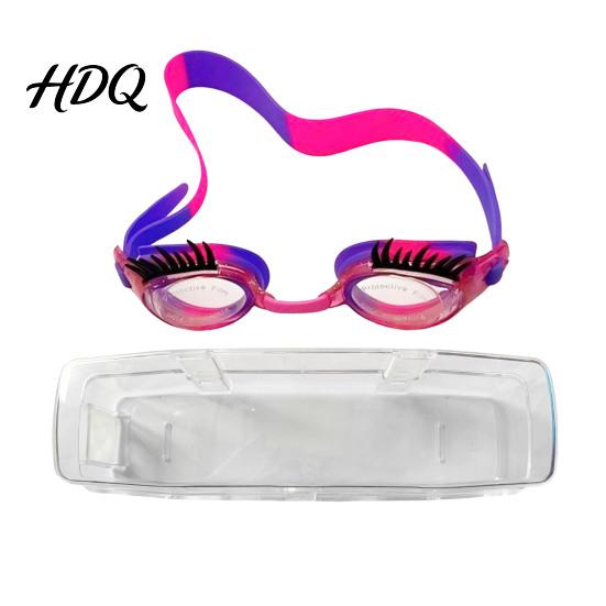 Verstellbarer Kopfbügel Schwimmbrille Kinder Schwimmen mit Wimpern Wasserdicht Kein Auslaufen Anti-Beschlag UV Wimpernschutz Klare Linse Jungen Mädchen Silikon Schwimmen