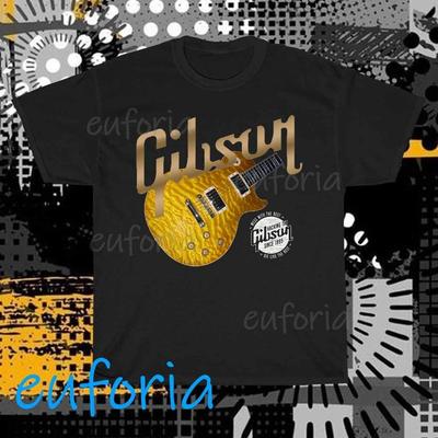 Camiseta Gibson Guitar Since Edition Logo Engraçada Tamanho S a 5XL