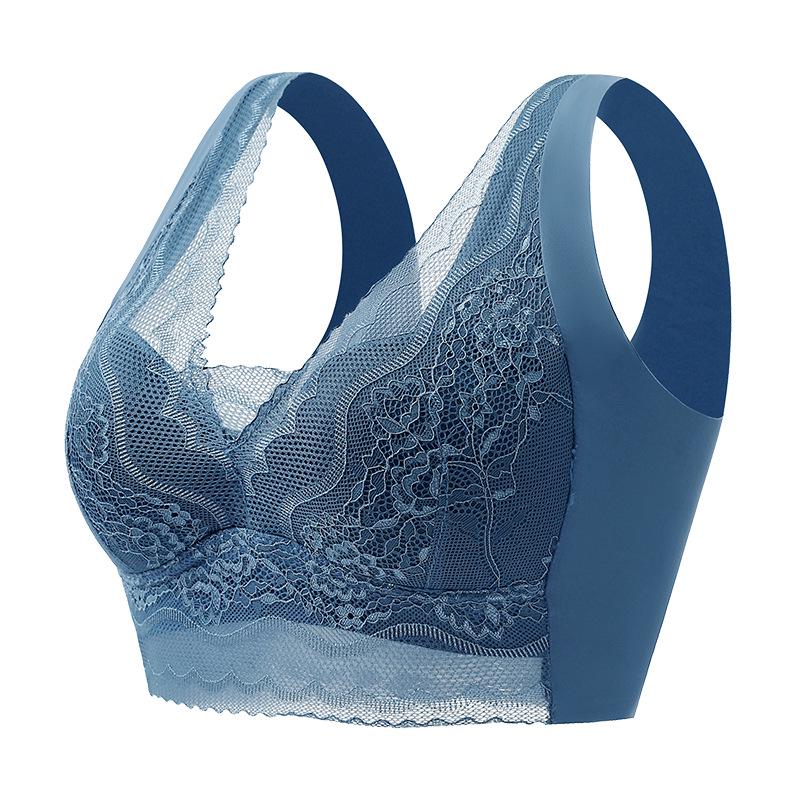 Summer V-neck Lace Wire-free Women's Bra - Beautiful Back Design, Bust Minimizer