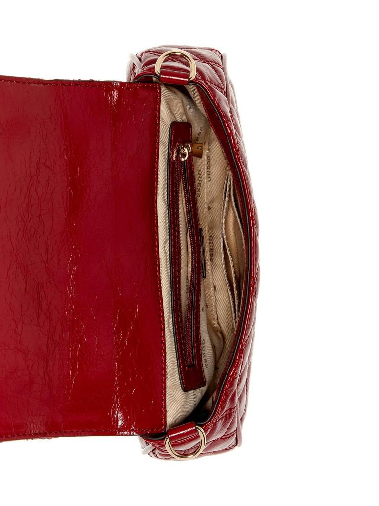 Guess GIULLY II Top Handle Flap Shoulder Red Bag, Women's,