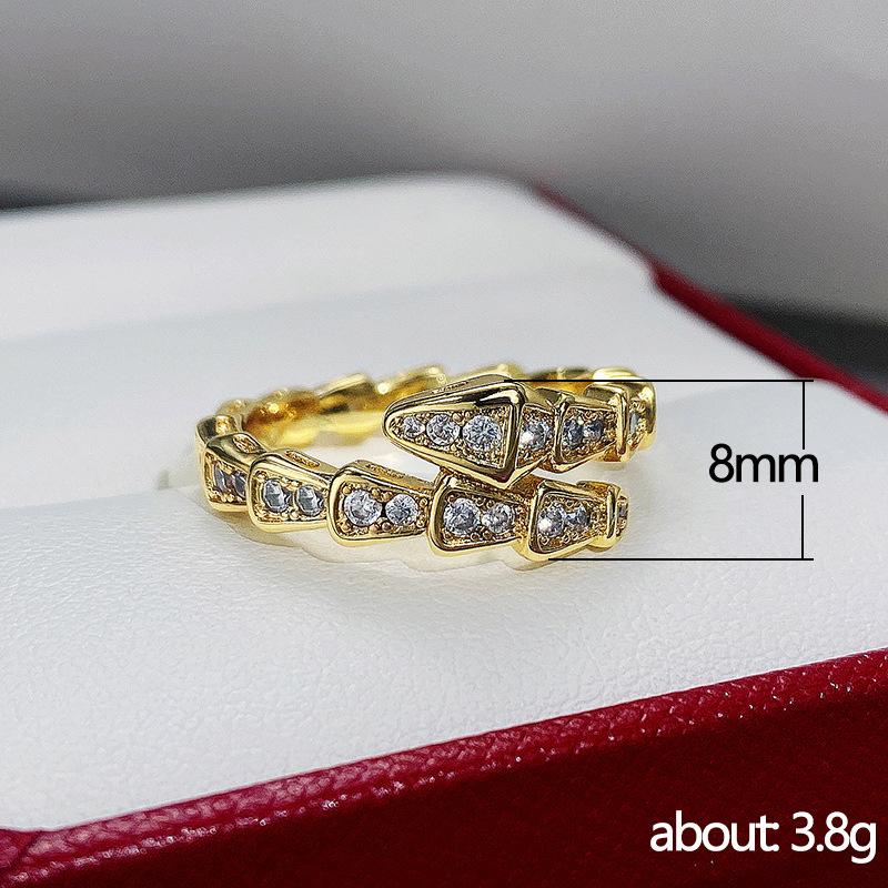 Snake Ring Female, Niche Design Medusa Python Knuckle Bone Rhombus Three-Dimensional Animal Ring