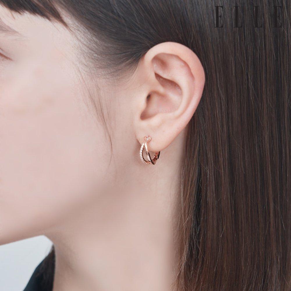 14K Cross Cubic Ring Earrings (Gold Plated) Elgpee515