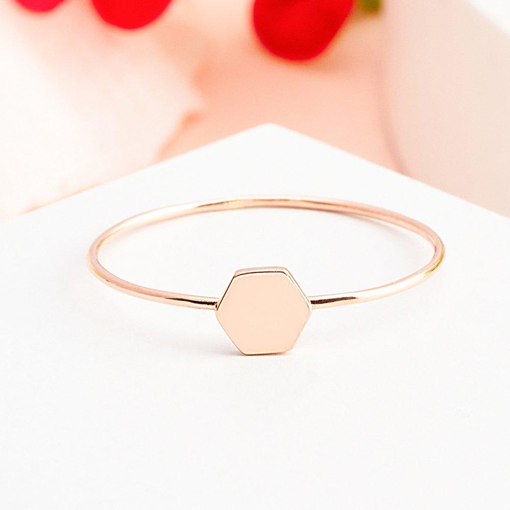 14K Hexagon Miss Ring Gold Thread Ring