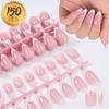 120/150pcs Nude French Almond Tips Press on Nails Pre-applied Tip Primer Soft Gel Tips 15 Sizes Short Extension Tip 17-24mm