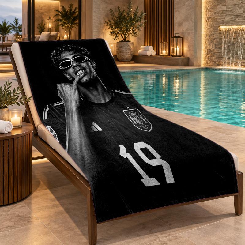 Strandtuch mit Lamine Yamal Design, Schnelltrocknendes Leichtgewicht-Handtuch für Schwimmbad und Reisen