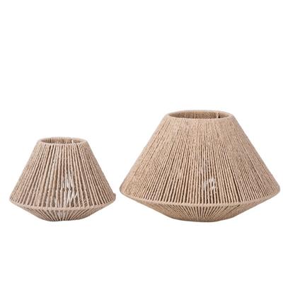 Rustic Imitation Rattan Lampshade Hanging Design Boho Style Handmade Paper Weaving Lampshade Creative Handcrafted