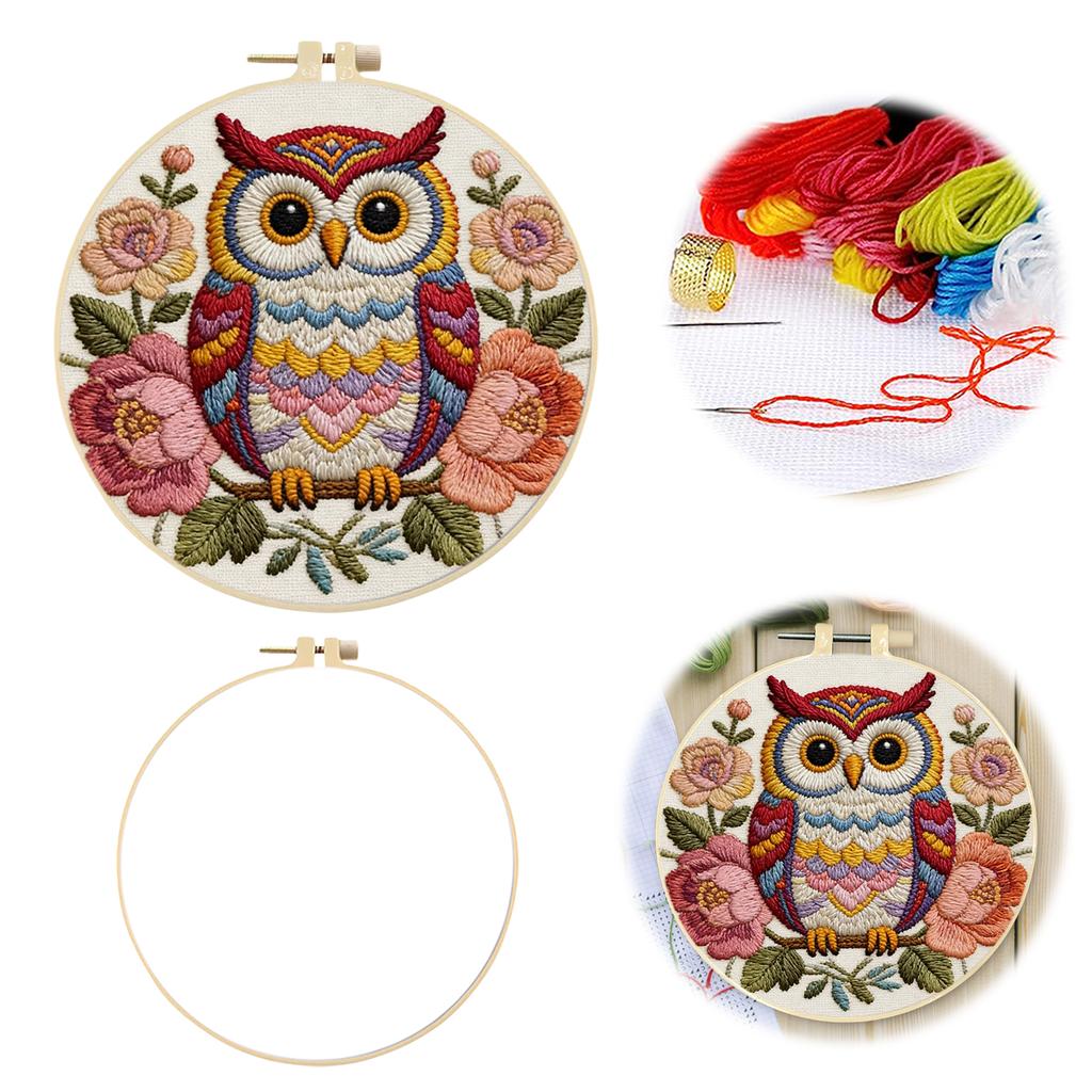 Animal DIY Stamped Embroidery Kit for Beginners Craft Lovers Gift Embroidery Starter Kit with Embroidery Hoop 29x29cm