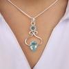 Sky Blue Topaz Gemstone Sterling Silver Designer Jewelry Pendant 1.60" For Birthday Gift PP-13-4
