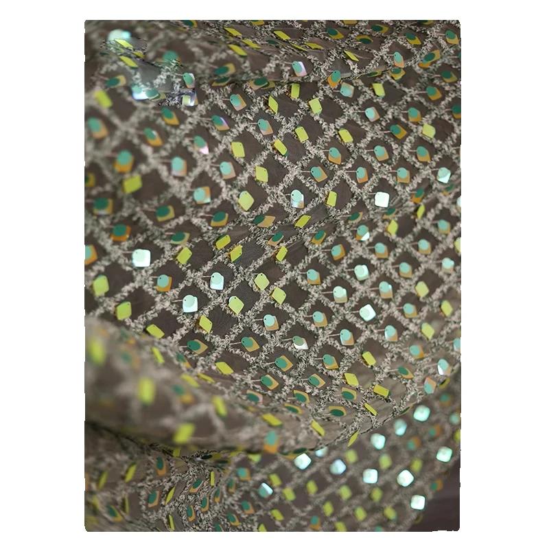 50x135cm Paljettgradient Broderad Jacquard Nät Tyg för Kläder Bakgrund Dekorativ Tyg Designer DIY Sömnadsmaterial