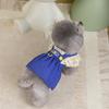 Fashion Cartoon Dog Ruffle Dress Comfortable Breathable Denim Puppy Princess Skirt Spring Summer Pet Dress Outdoor Walking