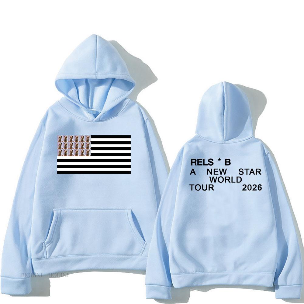 A NEW STAR WORLD TOUR 2026 Hoodies Singer RELS B Printing Sweatshirts Long Sleeve Winter Fleece Pullover Unisex Streetwear