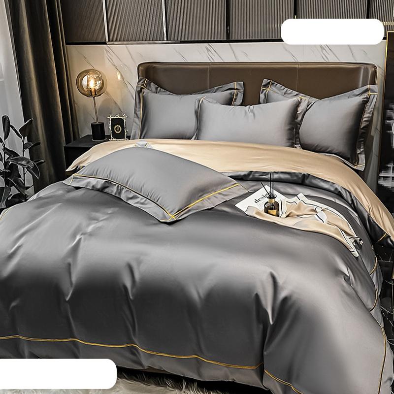 

Роскошный комплект мягкого постельного белья из длинноволокнистого хлопка, простой колор-блокинг, удобные комплекты пододеяльников, скандинавское постельное белье размера Queen и King 1.5-1.8m 4pcs set