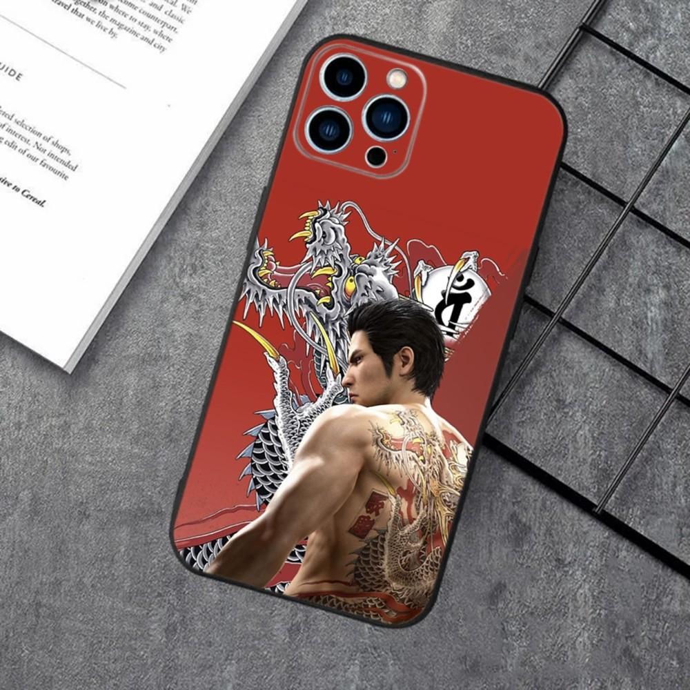 Japanese Game Yakuza Kiryu Dragon Phone Case For iPhone 16,15,14,13,12,11,XS,XR,X,8,7,Pro,Max,Plus,mini Silicone Black Cover